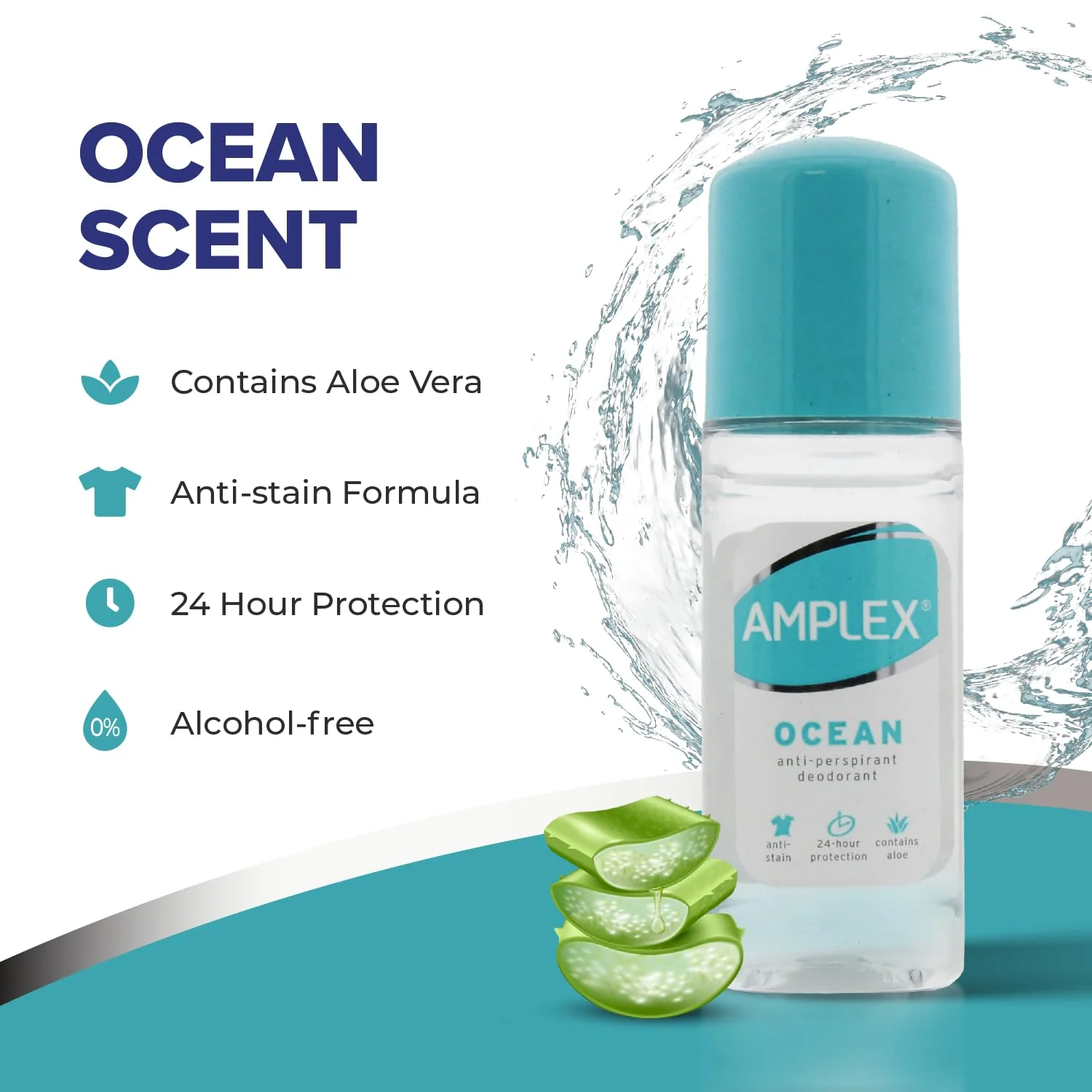 Amplex Ocean Deodorant Roll-On 50ml - Image 3