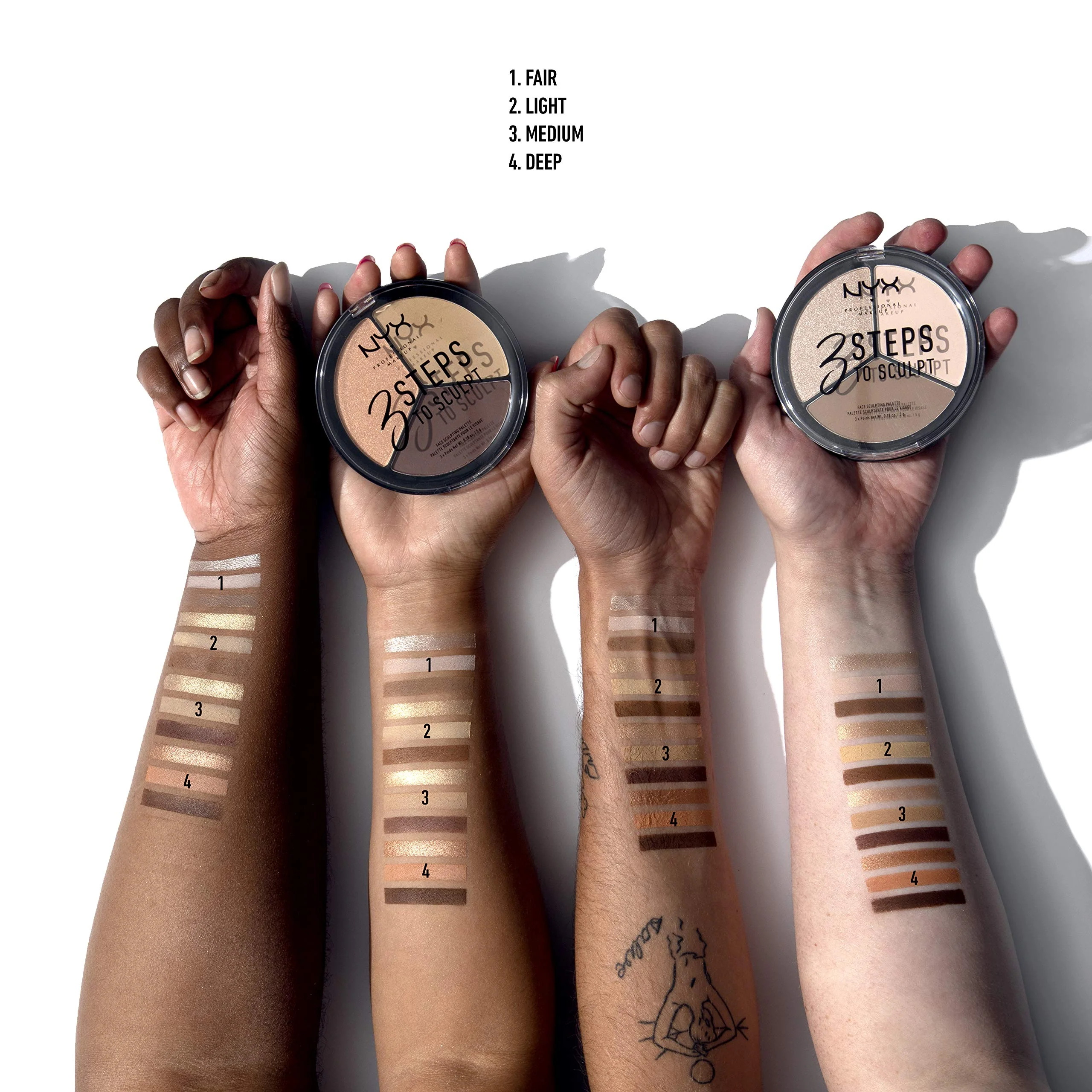 NYX 3 Steps To Sculpt Face Sculpting Palette 5g - Light - Image 5
