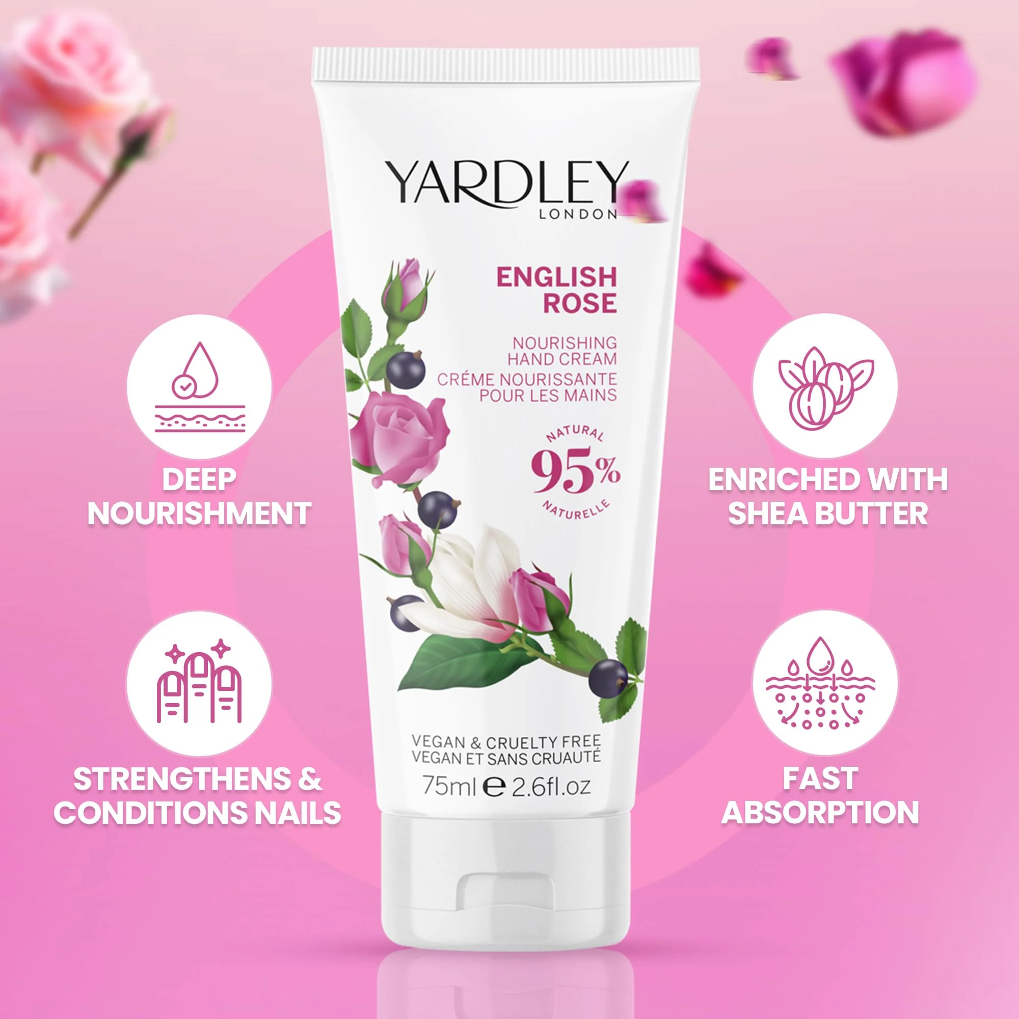Yardley English Rose Hand Cream 75ml - Image 3