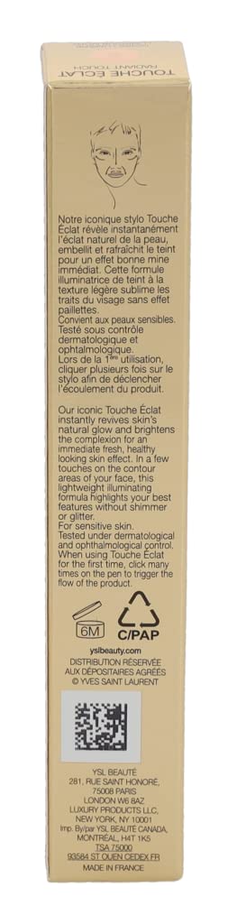 Yves Saint Laurent Touche Eclat Radiant Touch Concealer 2.5ml N2 Luminous Ivory - Image 4